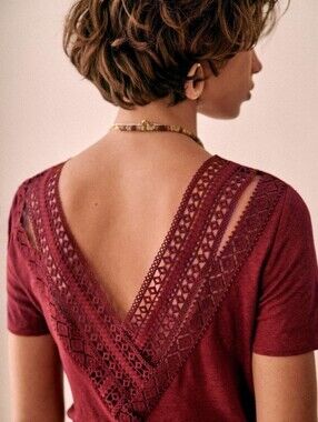 Sezane Ambre T-shirt Bordeaux - Size S